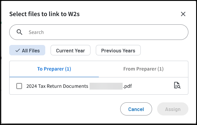 Select file to assign to checklist item